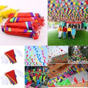 Combo 100m Dây cờ tam giác 100m lá cờ đủ màu sắc trang trí ngày Tết Lễ Hội sân vườn xóm làng sự kiện