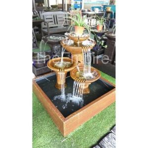 S8 Yellow Feng Shui 3x3 Water Pond Fountain Garden Water Feature Balinese Sandstone 风水流水喷泉瀑布池 Deco Fish Waterfall