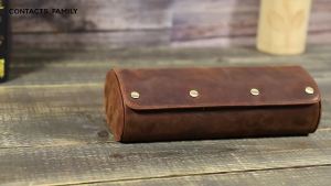 2025Genuine Leather Luxury Watch Roll 3 Slot Case Mens And Womens Watch Storage Rack Display Jewelry Bracelet Gift Storage09/01