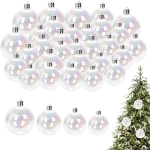MKEB 3/5/6cm Christmas Ball Ornaments Reusable Plastic Fillable Baubles DIY Transparent Clear Baubles Christmas Tree Decoration
