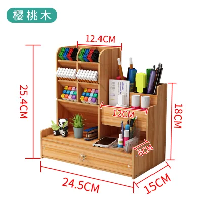สามสี กล่องเก็บเครื่องเขียน ที่ใส่ปากกาจัดเก็บ ชั้นแบบพับเก็บได้ ลิ้นชัก อเนกประสงค์วางซ้อน กล่องใส่ของ ชั้นวางของ สารพัดป Desk Organizer PVC Wood