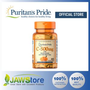 Puritans Pride Vitamin C-500 mg with Bioflavonoids & Rose Hips 500 mg / 100 Caplets / Item #000430