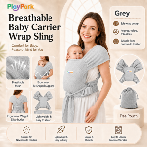 PlayPark Baby Carrier with Hip Seat Ergonomic Breathable 3D Mesh Newborn to Toddler 0-36M