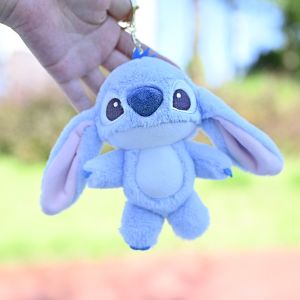 CUTE DIY PP Cotton LiloStitch Plush Keychain Fluffy Collection Stuffed Anime Keyring Home Decor Cartoon Stitch Angel Plush Keyring Kids