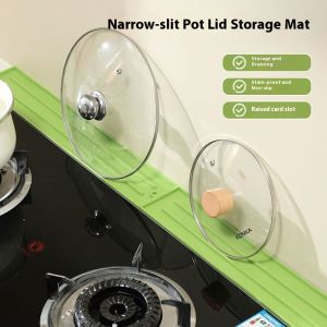 STAR FRUIT⭐ Kitchen Silicone Pot Lid Organizer Pad Non-Slip Waterproof Drainage Rack for Countertop Storage