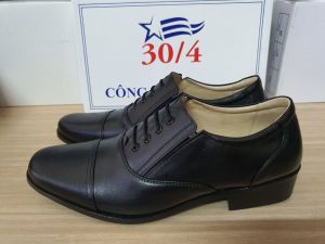 Giày Da Nam Màu Đen Thiết Kế Hiện Đại Đế Cao Su Chống Trượt