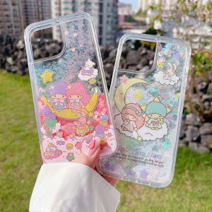 Quicksand Cute Cartoon Little Tiwn Stars Shockproof Phone Case for iPhone 16ProMax 15ProMax 14ProMax 13ProMax LittleTiwnStars Phone Cover for iPhone 16 15 Plus 14 12 mini 11 XR XS 7 8 SE 13 Gemini Phone Shell for iPhone 16Pro 15Pro 14Pro 13Pro 12Pro