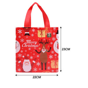10Pcs Christmas Tote Bags Large Capacity Portable Folding Reusable Christmas Gift Packaging Bag Santa Claus Non-Woven Bags