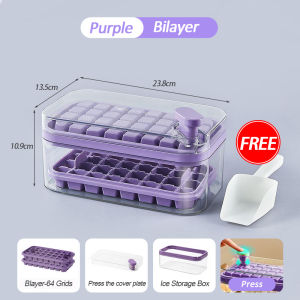 Ice Lattice Ice Cube Tray 64 Pcs Ice Cube Mold with Lid and Bin 2 Pack Ice Cube Trays for Freezer
