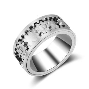 Mens Rotating Swivel Ring Stainless Steel Mens Mens Gear Ring Silver