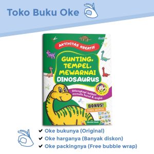 Buku Anak Aktivitas Kreatif Gunting Tempel Mewarnai Dinosaurus Full Color Bonus Stiker