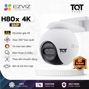 Camera Wifi Ezviz H80x 4K 8MP Siêu Nét - Xoay 360 Độ Đàm thoại 2 Chiều Có Màu Ban Đêm Theo Dõi Chuyển Động Đèn Còi Báo Động - BH 2Năm