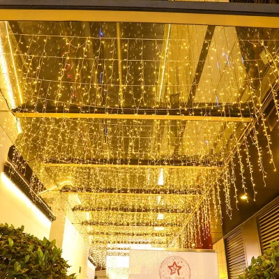 LATTOUR Christmas Lights Curtain Icicle Light 10M Christmas Decor Waterproof Christmas Light