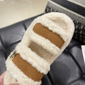 Free Shipping New Plus-Size Fleece-Lined Outdoor Slippers For Winter With Velcro Straps Thick Soles And Fluffy Lining Designed For Women