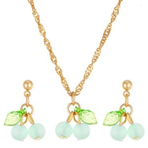 Sophisticated Cherry Shaped Necklace and Earring Set for Women Fashionable Neckchain Jewelry for Special Occasion