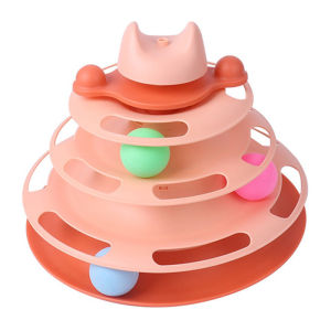 IMMCUTE 4 Levels Cat Toy Tower Turntable Roller Balls Toys Interactive Intelligence Training Track Puzzle Funny Games Accessories