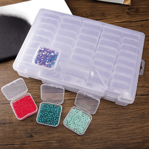 DJDK Multi-Functional Jewelry Beads Storage Case Plastic 45 Grids Pudding Bean Container Save Space Transparent Rhinestone Nail Design Organize Craft Storage