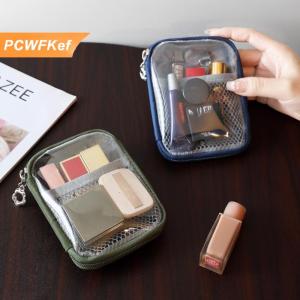 【PCWFKef】 1pcs tai nghe cáp dữ liệu PVC rõ ràng túi lưu trữ không thấm nước công suất lớn túi vệ sinh cá nhân đa chức năng vỏ cứng tổ chức