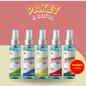 Paket Hemat 5 Botol Brighten Deodorant Spray Alami Anti Prespirant Pewangi Ketiak Wanita Tahan Lama dengan Bahan Alami Air Tawas