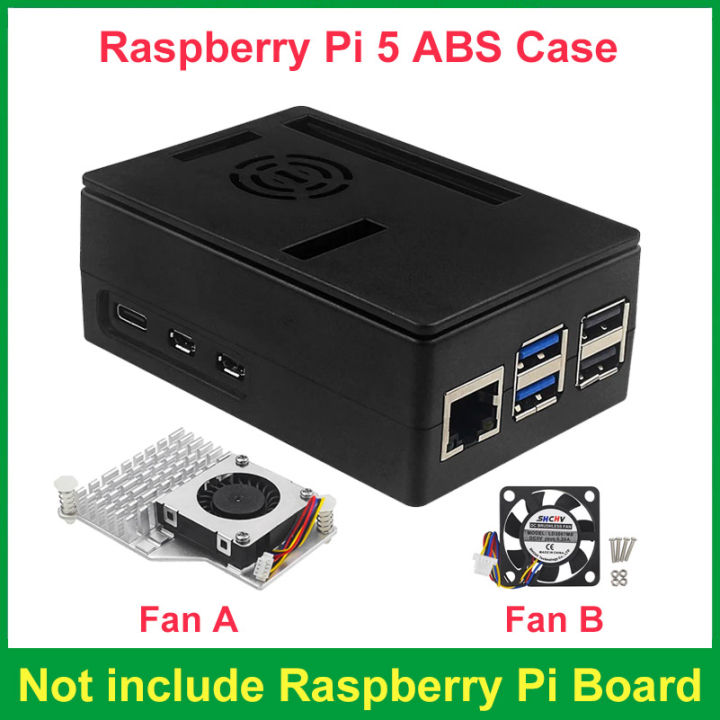 【Worth-Buy】 Raspberry Pi 5 Case Black Silver ABS Plastic Enclosure With ...