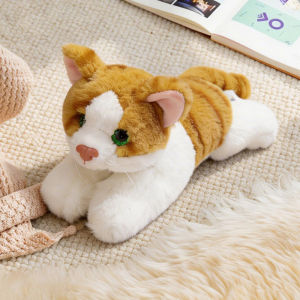 Cuddly Lifelike Kitten Plush Toys Soft Stuffed Lying Prone Siamese Cat Warm Cozy Children Companion Pet Cats Doll Pretty Gift