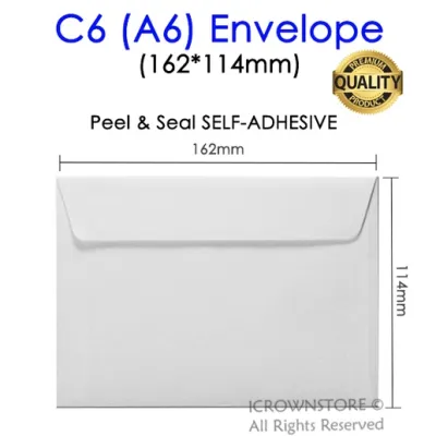 C6 A6 Envelope White Wallet 114*162mm (Loose Pieces)