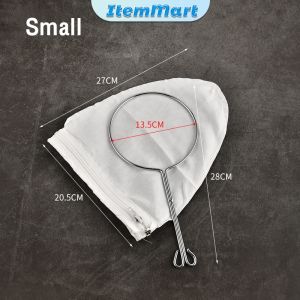 ItemMart Reusable Mesh Milk Tea Filter Bag With Handle Steel Ring Cotton Cloth Filter Kitchen Accessories
