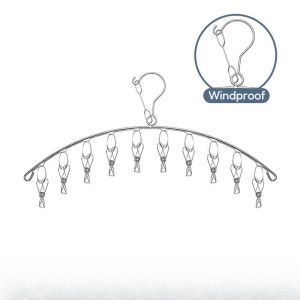 10 Clips Undies Hanger Stainless Steel Clothes Drying Hanger Windproof Clothing Rack Clothes Hanger