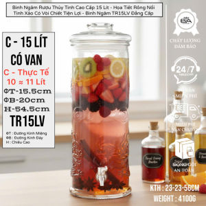Bình Ngâm Rượu Thủy Tinh Trụ Rồng 15L Nắp Cài Kín Hơi Đựng Nước Ngâm Hoa Quả Sang Trọng TRNG15L