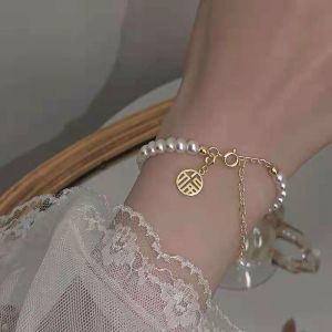 Vòng tay nữ lắc tay nữ vòng tay may mắn ngọc trai nhân tạo thời trang Hàn Quốc - Happy Life 4U