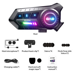 High Sound Quality Motorcycle Intercom Bluetooth Helmet Headset IP67 Waterproof Wireless Headphone Bluetooth 6.0 Long Standby Multi Person Interconnection Intercom Earphones 摩托车头盔蓝牙耳机