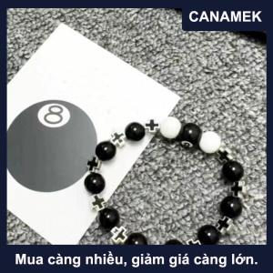 【CANAMEK】 Billiard Đen Tám Chữ Thập Vòng Đeo Tay Màu Đen Và Trắng Ghép Hạt Chuỗi Cho Nam Giới
