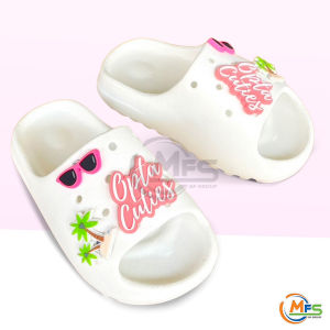 ⚡️รองเท้าเด็ก แบบสวม มีรู ติดตัวจิ๊บบิทได้🐱 ลายน่ารัก รุ่น OT154-155 พื้นนุ่ม นิ่ม แบบสวม ใส่สบาย มีของพร้อมส่ง⚡️