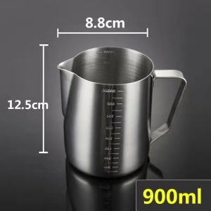 350ml/600ml /1000ml มีสเกล Stainless Milk Pitcher เหยือกตีฟองนม เหยือกสแตนเลส ถ้วยตีฟองนม สแตนเลส