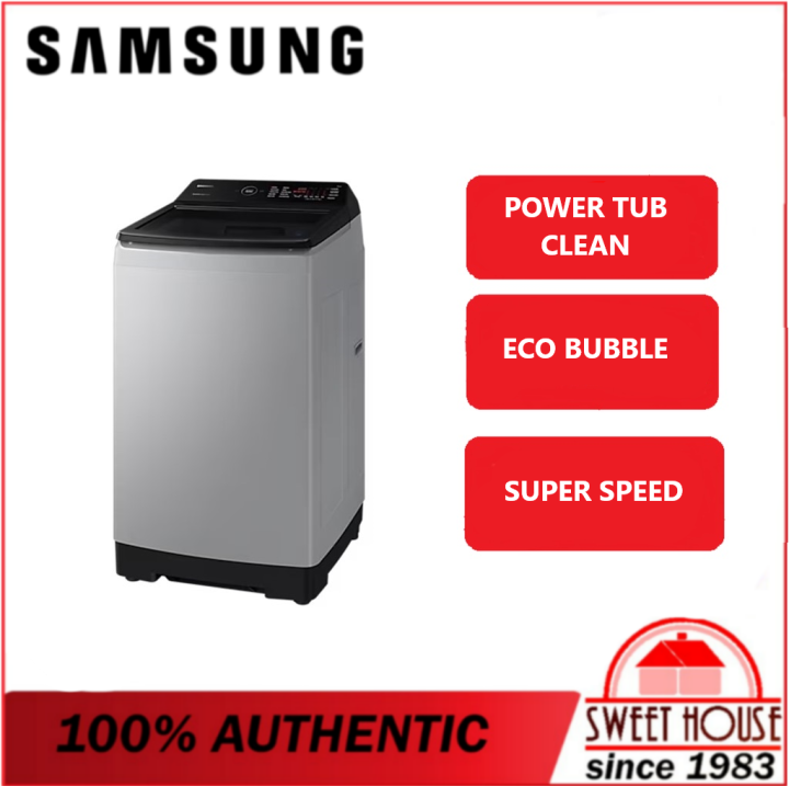 Samsung 8KG Top Load Washer with Ecobubble WA80CG4545BYFQ Washing Machine (Light Gray) Mesin