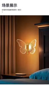 YFD โคมไฟผนังผีเสื้อ สไตล์นอร์ดิก หรูหราเบา โคมไฟข้างเตียงในห้องนอน โคมไฟตกแต่งห้องแต่งงานแสนโรแมนติก โคมไฟหน้ากระจก