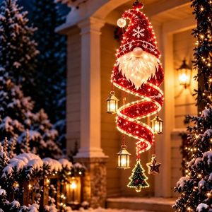 MIRELAE LED Light Christmas LED Spiral Chandelier Waterproof Glowing Holiday Porch Decor Light Hanging LED Light Collection Christmas Decor