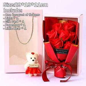 Rose Flower Soap Flower Bear Doll Gift Box Decoration Flower Wedding Birthday Gift