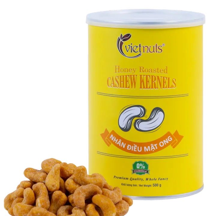 Vietnuts - Hạt điều mật ong cao cấp hộp 200g và 500g - hạt dinh dưỡng - Quà tặng hạt cho mẹ bầu - hạt ăn vặt
