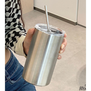 Tumbler Americano Stainless POLOS 600ml TAHAN PANAS DAN DINGIN dengan sedotan STAINLESS STEEL SUS 304