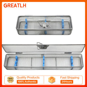 GREATLH Autoclavable Filter Disinfection Sterilization Box Stainless Steel Filter Tray Disinfect Container with Secure Lock Latch