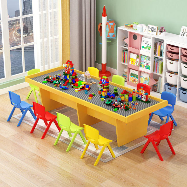 Building block table plus size children's handmade toy game table space ...