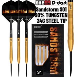 ONE80 STEEL TIP DARTS - 24G SANDSTORM 01 90% TUNGSTEN DART SET ORIGINAL STEEL DART (ARROW DART KELULI)