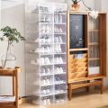 【One Cat Shop】6Pcs Large Transparent  Foldable Storage Box Plastic Shoes Box Stackable Storage Organizer. 