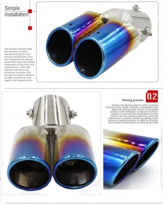 1 Pcs Universal Chrome Stainless Steel Car Rear Dual Exhaust Pi-pe Tail Muffler Tip