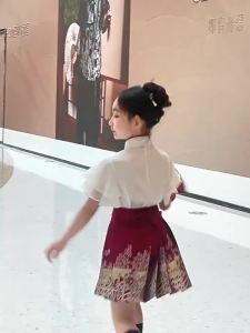 Hán Phục Cho Bé Gái Váy Mặt Ngựa Mẫu Ngắn Váy Công Chúa Kiểu Trung Quốc Mẫu Mỏng Mùa Hè Váy Ngắn Hot Trên Mạng Cho Bé Gái Trẻ Em Dễ Thương