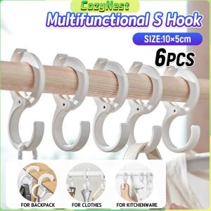 C.N 6Pcs Multifunctional S-type Hanging Hook Plastic Hook for Kitchen/Bathroom/Toilet