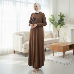CARLINA Revo Batwing Gamis Plisket Knit Maxy Wanita