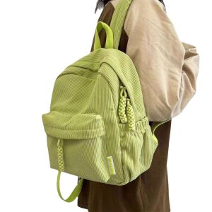 DYJKOUG Solid Color Corduroy Backpack Handbag Rucksack Small School Bags Fashion Small Student Book Bags Traveling
