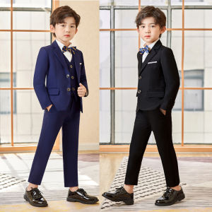 lontakids 3Pcs Toddler Kids Boy Suit Blazer Pants Bowtie Set Children Ring Bearer Tuxedo Wedding Birthday Party Formal Attire Piano Performance Clothes
